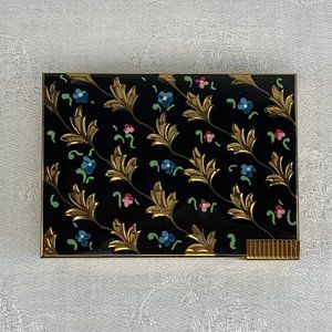 Vintage Volupte USA Enamel & Brass Compact w Lipstick holder & Mirror Not Used